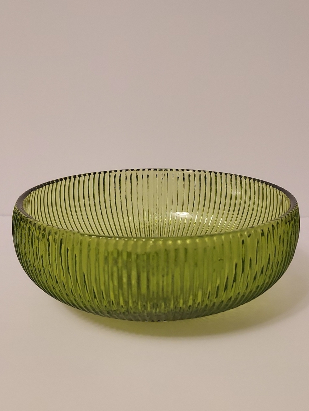 Vintage E.O. Brody Co. Emerald Green Ribbed Glass Bowl Cleveland, Ohio